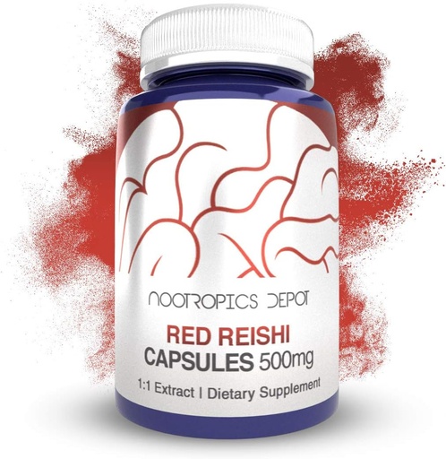 [BRSWKHYTPJYAIA33] Nootropics Depot Red Reishi Mushroom Capsules | 500mg | 180 Count | Ganoderma lucidum | Whole Fruiting Body Mushroom Extract | Supports a Healthy Immune System