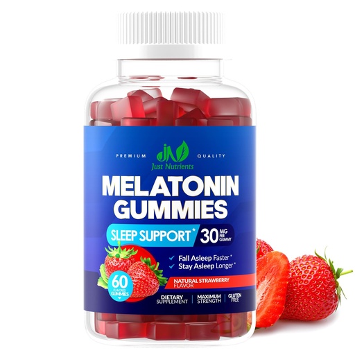 [BRSROZD7PMOQ4DYZ] Melatonin 30mg Gummies for Adults (60 Servings) - Maximum Strength Sleep Support with 30mg of Melatonin Per Gummy - Gluten-Free, Sugar-Free, Non-GMO, 100% Vegetarian, Strawberry Flavor - 60 Gummies