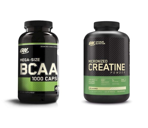 [BRSWGAQ6CMPRQDT7] Optimum Nutrition Instantized BCAA Capsules, Keto Friendly Branched Chain Essential Amino Acids (400 Count) with Micronized Creatine Monohydrate Powder, Unflavored (120 Servings) - Bundle Pack