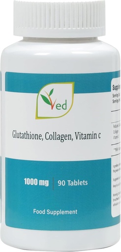 [BRSWGZLYCUMA2D3Z] Reduced L Glutathione 1000mg x 90 Tablets. with 500mg L-Glutathione, 300mg Collagen, and 200mg Vitamin C per Table