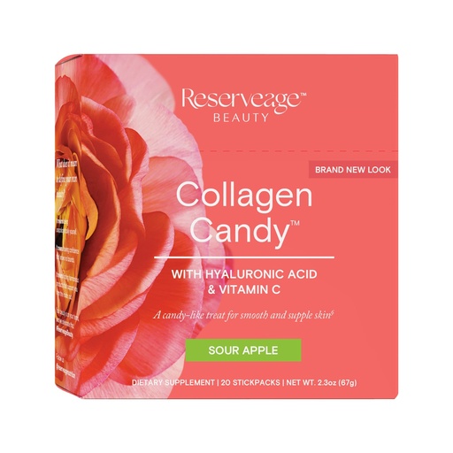 [BRSWYA35OZ5BOET4] Reserveage Nutrition Collagen Candy, Collagen Supplement for Skin Care, Hair Growth, Collagen Booster for Nail Care, Supports Elastin Production, Paleo and Keto, Sour Apple, 2.3 Ounces (20 Servings)
