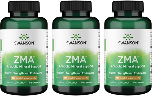 [BRSWGAADOIHWGFLG] Swanson ZMA - energia, aineenvaihdunta, ja lihasten Recovery Tuki miehille ja naisille - Anaboliset Mineral Support urheilijoille yhdistää sinkkiä ja magnesiumia B6-vitamiini - (90 kapselia, 800 mg Each) 3 pakkaus