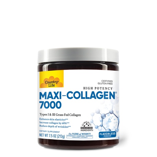 [BRSWGYYCDJ5QAFI6] Country Life Maxi-Collagen 7000 Powder - Verisol Bioactive Collagen Peptides, Vitamin C, A & Biotin, 4,500 mg Types I & III Grass-Fed Collagen - Supports Skin, Hair, Nails & Joint Health, 7.5 oz