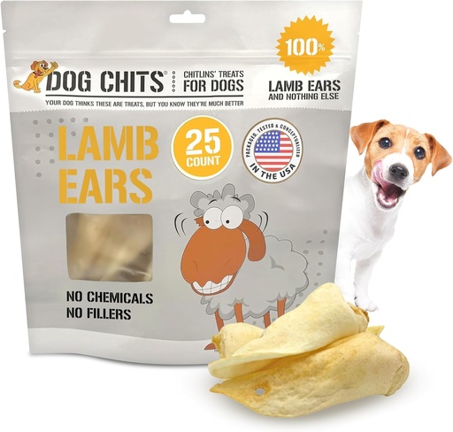 [BRSWKELZCYIAEC3G] Dog Chits Lamb Ears for Dogs – 100% Natural Baked Lamb Ear Dog Treats – Grain-Free, High Protein, Lower Fat Training Chews – Dental Health & Joint Support – for Large, Medium Dogs – 25 Pack