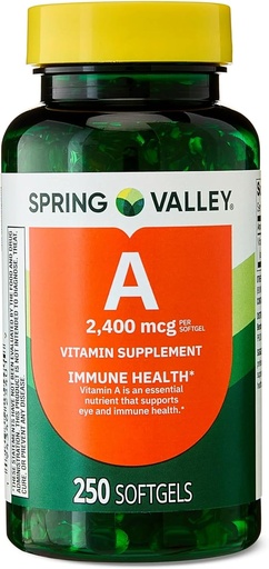 [BRSRAYY7C4MG2CDO] Vitamin A Softgels, 2400 mcg, 250 greve + Portable Pill Container (2 objekt)