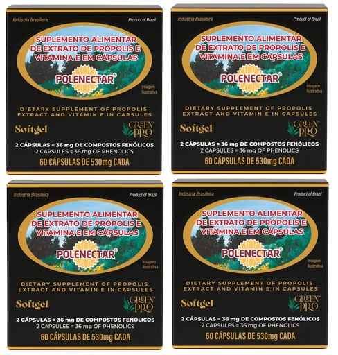 [BRSWIGDRCIMRSDI3] 4 Boxes of Polenectar Brazil Green Bee Propolis 300 Milligram (60 Softgels)