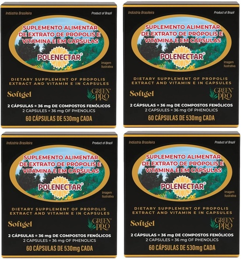 [BRSWIGDRCIMRSDI3] 4 caixes de polontectar Brasil Bee Green Propolis 300 Millgram (60 sugelis)