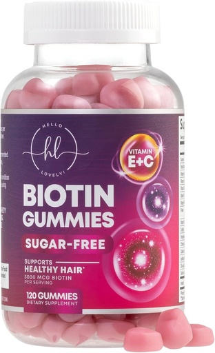 [BRSWYZYCBVYGY2Y4] Gàrixes Gummmmy amb Biontina 5000 mcg - Implementació de Creixement de pèls amb vitamines E per a gruixer, cabell fort i lleuger - pell de pèl i Nals Viminades per dones, No-GMO, Guten Free - 120 Gruts