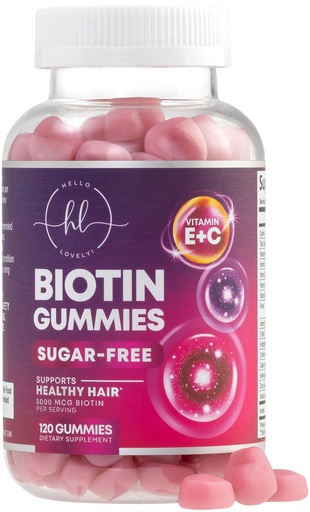 [BRSWYZYCBVYGY2Y4] Hair Vitamins Gummies with Biotin 5000 mcg per Serving - Hair Growth Support with Vitamins E & C for Thicker, Stronger & Beautiful Hair - Hair Skin and Nails Vitamin, Gluten Free - 120 Gummies