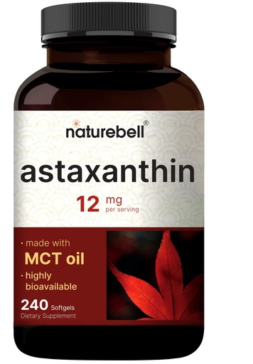 [BRSW2YD2AF6QYFLV] NatureBell Maximum Strength Astaxanthin 12mg, 240 Softgels - 4 Month Supply - Natural Antioxidant from Haematococcus Pluvialis Microalgae | Non-GMO, Gluten Free