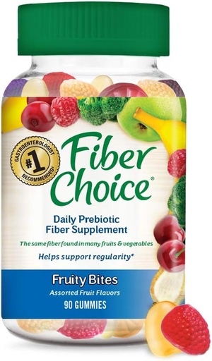 [BRSWIEACBUCRYGD6] Fiber Choice Gummies Fruity Bites, Assorted Fruit, 90 Gummies