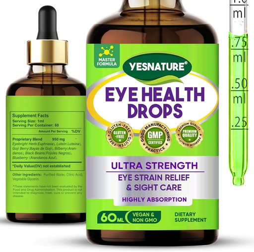 [BRSRAHAYBMHBYHT7] YESNATURE Eyebright Herb Eye Health Drops for Eye Strain Relief & Sight Care, Ultra Strength Eye Health Supplement