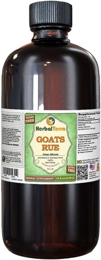 [BRSWGHYRAUFBMYAY] Goat's Rue (Galega officinalis) Glycerite, Organic Dried Herb Alcohol-Free Liquid Extract (Marca: HerbalTerra, Proudly Made in USA) 32 fl.oz (0.95 l)