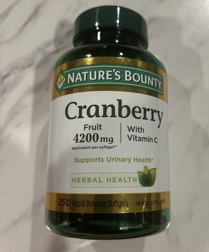 [BRSRMHY7BAARYELH] Nature's Bounty Cranberry Plus Vitamin C, 4200 mg, Softgels 250 ea (Pack of 2)