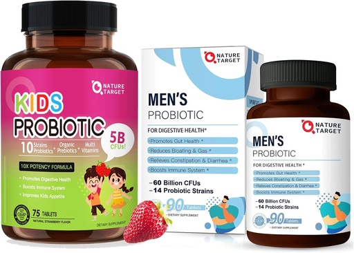[BRSRA2QCA4BQ4EL6] NATURE TARGET Probiotics for Men with Kids Probiotic Chewable