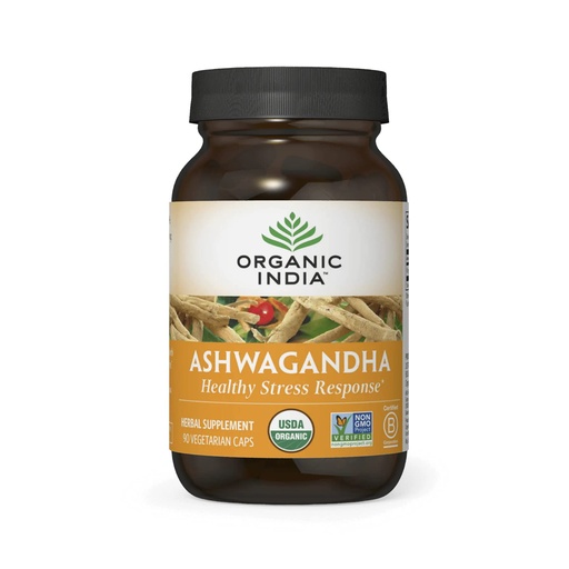 [BRSWIYIZAQGG2YLG] ORGANIC INDIA Ashwagandha Capsules - Organic Ashwagandha Supplement - Vegan Ashwagandha Root, Gluten-Free, Kosher, Non-GMO, Supports Stress Relief, Energy, and Sleep - 90 Capsules