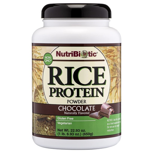 [BRSWIYT3PMMRGC3A] NutriBiotic Chocolate Rice Protein, 1 lb. 6.9 oz | Low Carb, Vegetarian & Keto-Friendly Raw Protein Powder | Grown & Processed Without Chemicals, GMOs or Gluten | Easy to Digest & Nutrient-Rich