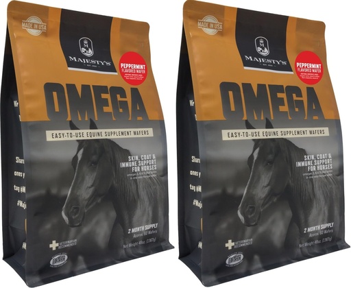 [BRSWYEATC4IGAHYY] Majesty Omega Wafers - Superior Horse / Equine Skin, Coat, and Immune Support Supplement - Omega 3, 6, 9, and Biotin (Peppermint, 2 Pack (120 Count Total))
