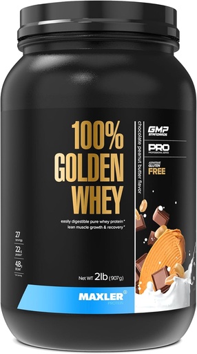 [BRSWECQZDIMQGE3D] Maxler 100% Golden Whey Protein - 22g Protein per Serving - Premium Serwatka Protein Powder for Pre Post Workout - Fast- Absorbing Serwatka Koncentrat Izolacja Hydrolizat Mieszanka - Czekoladowy Masło orzechowe 2 lb
