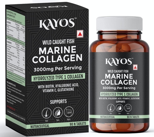 [BRSROYLRC5YGKFLK] Miri Marine Collagen Tablets – 3000mg Type 1 Collagen Hydrolysate Fish Amino Acids – with Biotin, Hyaluronic Acid, Vitamin C, Glutathione – Bone Joint Hair Skin Nail Supplement - (90 pc)