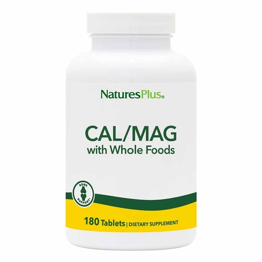 [BRSWIY3QB4OROE3I] NaturesPlus Calcium/Magnesium 500 mg/250 mg - 180 Vegetarian Tablets - Promotes Bone Health & Energy Production - Gluten-Free - 180 Servings
