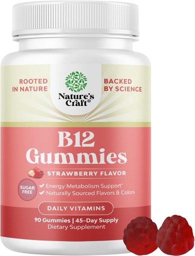 [BRSROFA7DJ5BQEIV] Vitamine B12 Gummies pour les adultes - Sans sucre Vitamine B12 1000 mcg Gums à croquer pour l'énergie et l'humeur Soutien Immune et nerfs Santé - Kosher Non-OGM et supplément sans gluten pour les femmes et les hommes - 90 Compte