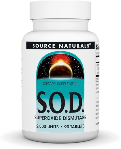 [BRSWIYT3OMAGYEI5] Source Naturals S-O-D, Superoxide Dismutase - Dietary Supplement - 90 Tablets