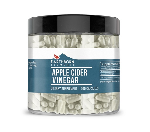 [BRSW2BQ7OQIAACYU] Earthborn Elements Apple Cider Vinegar 200 Capsules, Pure & Undiluted, No Additives