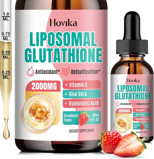 [BRSRAGL2AVYA4CT7] Liposomālais glutations Papildinājums 2000mg, Šķidrais glutations Nokrīt ar C vitamīnu, Master Antioksidanti imūnās sistēmas, Novecošanas aizsardzība, Ādas veselība, Aknu Detox-Superior Absorbcija, Zemeņu 2 Fl Oz