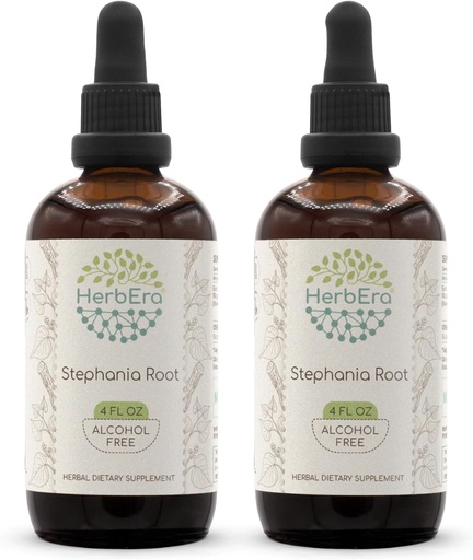 [BRSWGFQBDIPAOCQ6] HerbEra Stephania Root B120(2pcs) Extracto herbario libre de alcohol Tintura, gotas líquidas concentradas Natural Stephania Root (Stephania Tetrandra) Root seco (2x4 fl oz)
