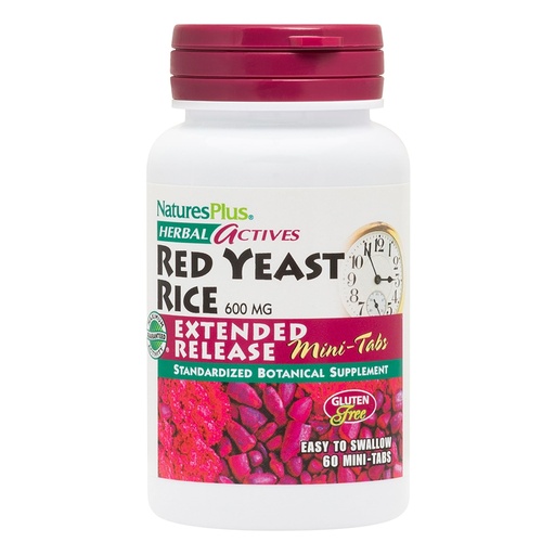 [BRSWIYQEAEOB4D3O] NaturesPlus Herbal Actives Red Yeast Rice, Extended Release - 60 Mini-Tabs - Non-GMO, Vegetarian, Gluten Free - 30 Servings