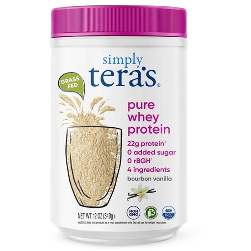 [BRSWIGQIOUAGYAA7] simply tera's Pure Whey Protein Powder - Grass Fed Vanilla Whey Protein Powder, Clean, Made Without Artificial Sweeteners, Non-GMO, Kosher, rBGH-Free, Soy-Free - 12 Oz.