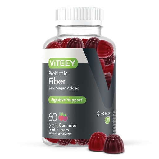 [BRSWYBIHOEGROETP] Viteey Prebiotic Fiber Gummies for Adults, 4g - Gut Health & Digestive Soluble Fiber Supplement Gummies - Zero Sugar Added, Vegan, Gluten-Free - 60 Count