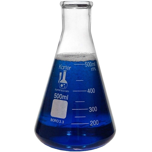 [BRSWIZA7DIIGKYDG] 500ml Narrow Mouth Erlenmeyer Flask, 3.3 Borosilicate Glass, Karter Scientific 213G29 (Single)