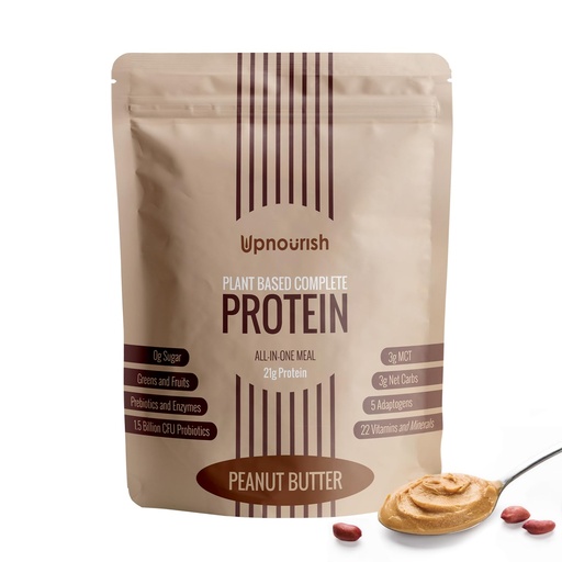 [BRSW2Z3RBYCAY2Y2] UpNourish Peanut Butter Vegan Protein Powder 54 Superfoods Powder,1.5 Billion CFU Probiotics 21g Plant Based Protein,No Sugar No Dairy No GMO Dairy Free,Meal Replacement Shake Keto-Friendly Low-Carb Diet,15 Servings