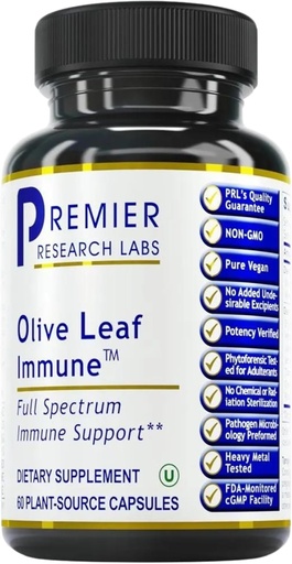 [BRSWI2Y7AQDR2HYV] Premier Research Labs Olive Leaf Immuuni - Olive Leaf Extract kapselit, Olive Leaf pillereitä Phytonutrient Oleuropeinm, Herbal Supplement Immuuni & Heart Health Support - 60 Kasvissyöjä Kapselit