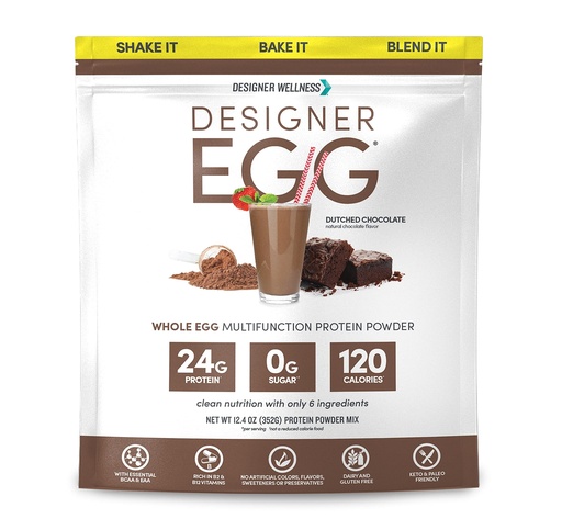 [BRSWGEAZPIHGGYI6] Designer Wellness, Designer Egg, Natural Egg Yolk & White Protein Powder, Keto and Paleo Friendly, Low Calorie, Less Fat and Cholesterol, Dutch Chocolate, 12.4 Ounce