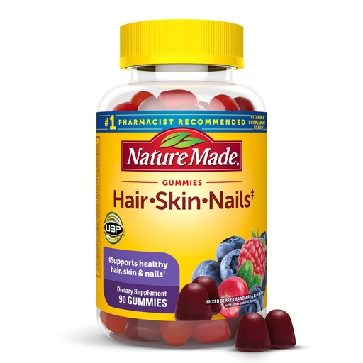 [BRSWIHL3CUMB4FTC] Nature Made Hair Skin and Nails with Biotin 2500 mcg, Dietary Supplement for Healthy Hair, Skin & Nails Support, 90 Gummies, 45 Day Supply