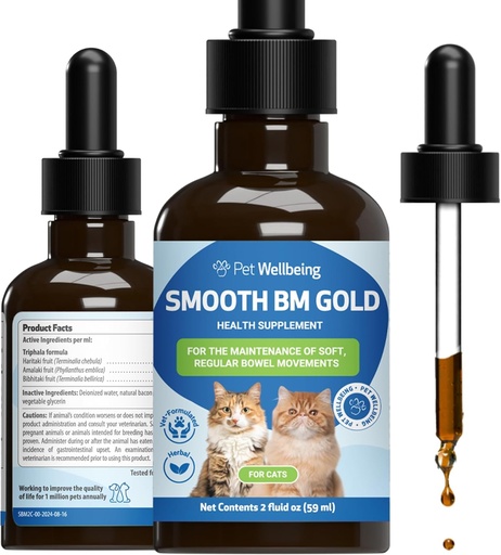 [BRSWKHY4AYHRWH3E] Pet Wellbeing Smooth BM Gold for Cats - Gentle Constipation Relief for Felines - Natural Herbal Suplemento 2 oz (59 ml)