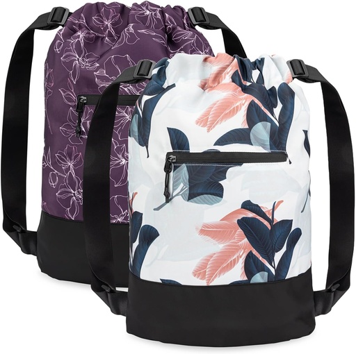 [BRSROBAYDEMR4FY4] [2-Pack] Flex Cinch Drawstring Gym Bag for Women with Graphic Designs | Durable Lightweight Gym Cinch Bags | Great for Gym Bag, Traveling, and Overnights