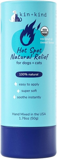 [BRSWKFYMC4GQYAY3] kin+kind Hot Spot Treatment for Dogs & Cats- Itch Relief, Skin Soothing and Healing Balm - Coconut Oil, Beeswax, Sweet Fennel Oil - All Natural - Made in USA