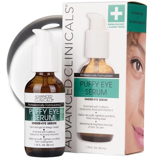 [BRSW2FALCR7GADQ6] Advanced Clinicals Puffy Eye Under Eye Serum | Visible Anti Aging Brightening Vitamin C + Caffeine Serum Helps Improve Look Of Puffiness, Fine Lines, Dark Circles, & Uneven Skin Tone, 1.75 Fl Oz