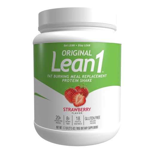 [BRSWKFA4OABWG2DU] Lean1 Måltidserstatning Protein Shake, Strawberry Flavor, 15 Servering Tub