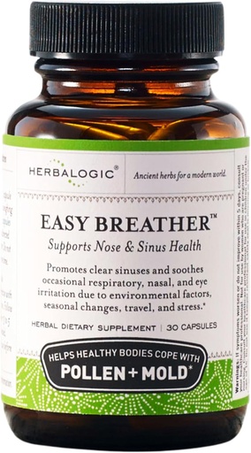[BRSWGYAFCIDWMCLL] Herbalogic - Easy Breather Herb Capsules - Supports Nose & Sinus Health - Helps Healthy Bodies Cope with Pollen & Mold - Based on The Traditional Chinese Formula Yu Ping Fang San - 30 Cap Count