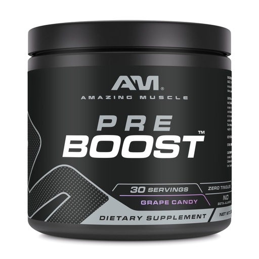 [BRSRAYY7CQGWO2DZ] Amazing Muscle Pre Boost | 30 Servings | 324 Grams Powder | Pre Workout Supplement | Made in USA (30 Servings, Natural Grape Candy)