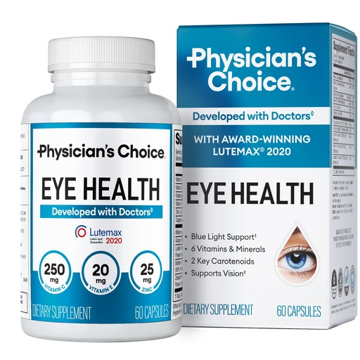 [BRSWGFATPN6AM2DU] Physician's Choice Eye Health - Lutein, Zeaxanthin & Bilberry Extract - Supports Eye Strain, Dry Eyes, and Vision Health - 2 Award-Winning Clinically Proven Eye Vitamin Ingredients - Carotenoid Blend