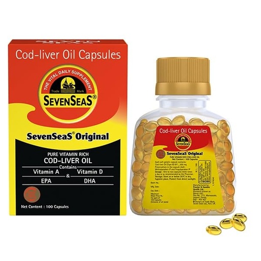 [BRSWIFAHCAMBUG3I] Seacod Cod-liver Oil Capsules ,Omega-3 Fatty Acid, Vitamin A, Vitamin D 100 Capsules