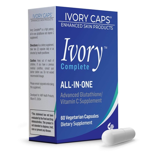 [BRSWYYA7BMNWECTX] Ivory Caps Ivory Complete All-IN-One Advanced Glutathione/Vitamin C תוסף עם Alpha Lipoic Acid, Bearberry Extract and Green Tea Extract