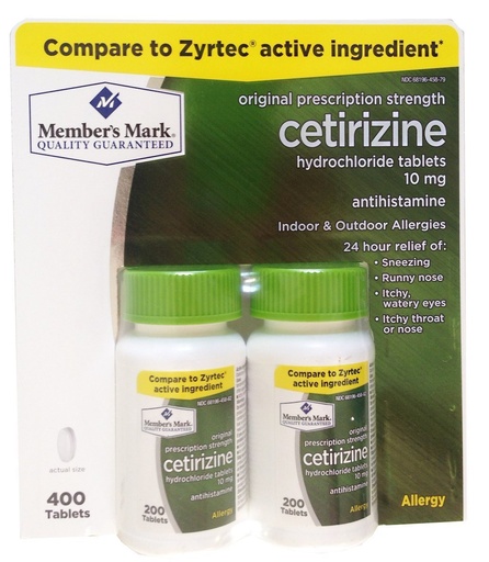 [BRSWIZQIDICB4CLK] Member's Mark Formerly Known As Simply Right Cetirizine Hydrochloride Allergy Tablets,10 mg-400 Count.