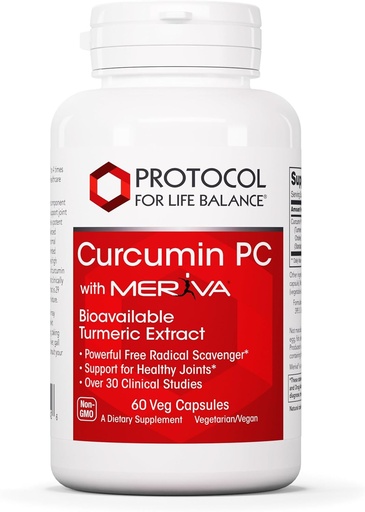 [BRSWIZQEOAMB4FTA] PROTOCOL FOR LIFE BALANCE Curcumin PC - with Phosphatidylcholine for Absorption - Joint Mobility, Flexibility & Immune Support - Turmeric Supplement - Non-GMO & Halal - 60 Veg Capsules